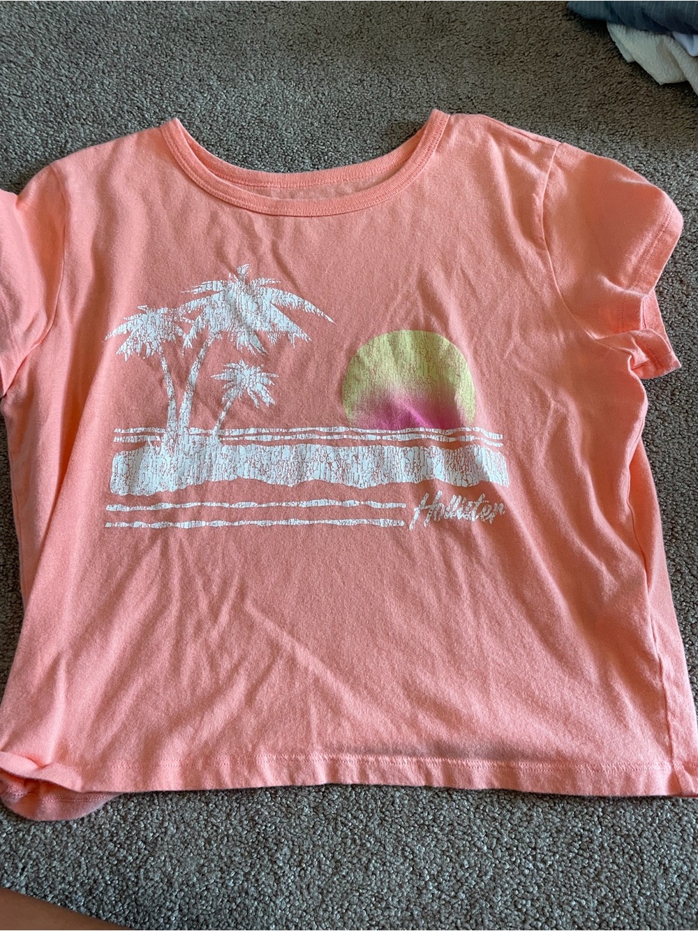 Hollister Girls' Coral Sunset Graphic Tee
